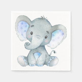 Elephant Baby Shower, First Birthday Party Napkins