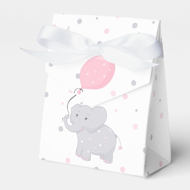 Elephant Baby Shower Girl Cute Favour Box (Front Side)