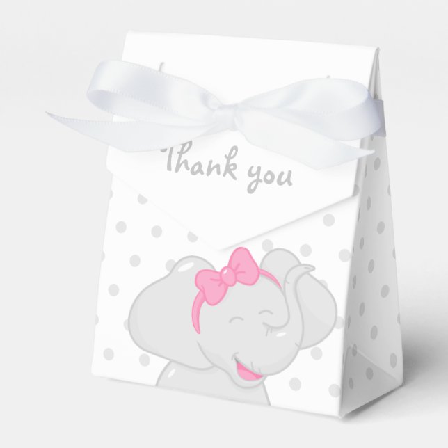 Elephant Baby Shower Girl  💗 🐘 Favor Box (Front Side)