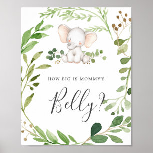 Elephant Baby Shower Guess How Big Mommy's Belly Poster