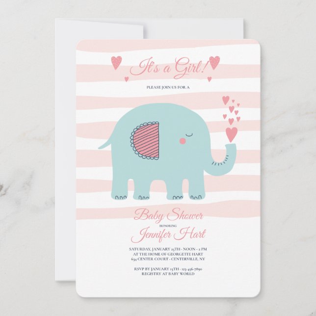 Elephant Baby Shower Invitation (Front)