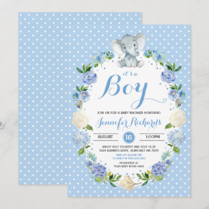 Elephant Baby Shower Invitation Boy Baby Shower