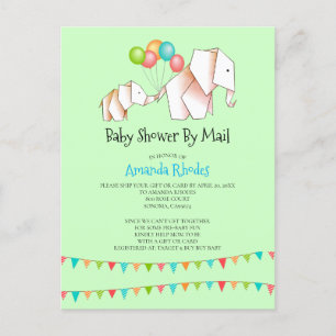 Elephant Baby Shower Invitation By Mail Postcard