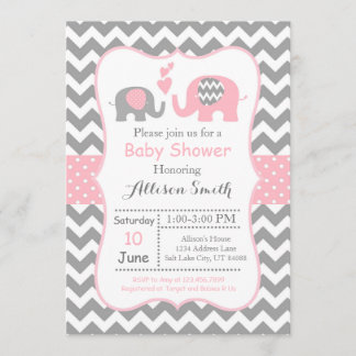 Elephant Baby shower Invitation, Chevron Invitation