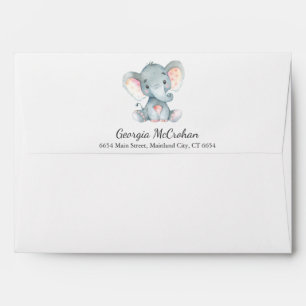 Elephant Baby Shower Invitation Envelope