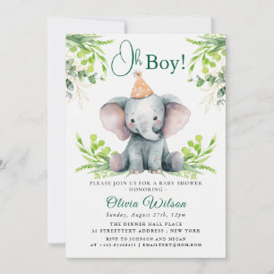 Elephant Baby Shower Invitation for Boy – “Oh Boy!
