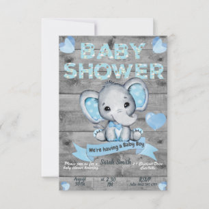 Elephant Baby Shower Invitation for boys Editable