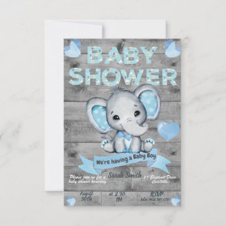 Elephant Baby Shower Invitation for boys Editable
