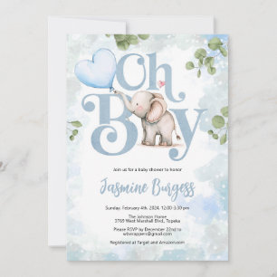 Elephant Baby Shower Invitation - Oh Boy