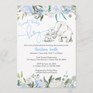Elephant Baby Shower Invitations for a Boy