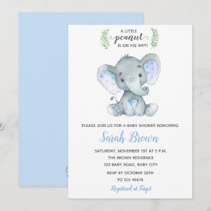 Elephant Baby Shower Invitations Garçon Petit Arac