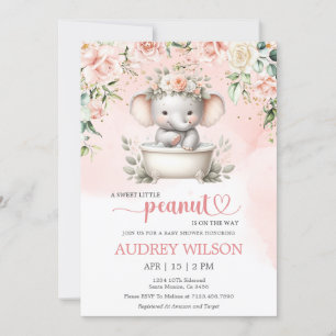 Elephant Baby Shower Little Peanut on the Way Invitation