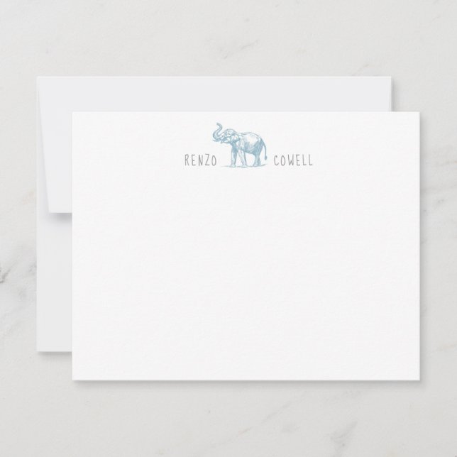 Elephant Baby Shower Note Card (Front)