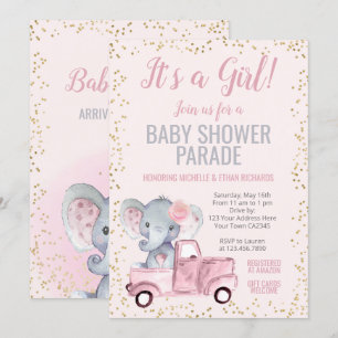 Elephant Baby Shower Parade Invitation