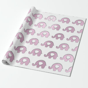 Elephant Baby Shower Party Favour White  Rose Hear Wrapping Paper