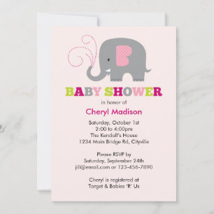 Elephant Baby Shower - Pink Invitation