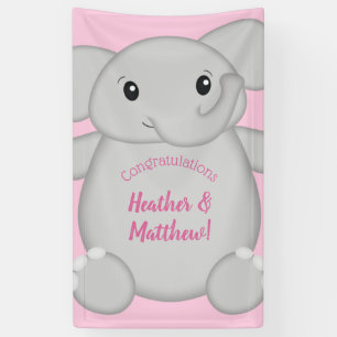 Elephant Baby Shower Pink Safari Girl Banner