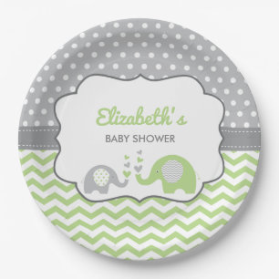 Elephant Baby Shower Plate, EDITABLE COLOR Paper Plate