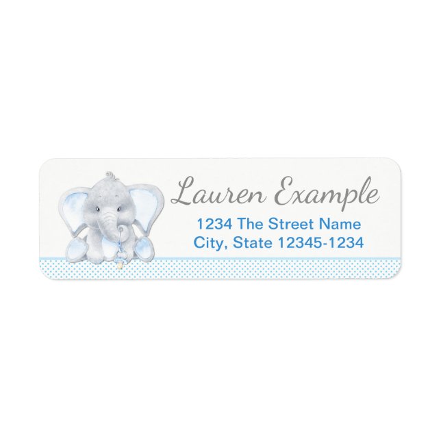 Elephant Baby Shower Return Address Labels (Front)