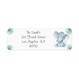 Elephant Baby Shower Return Labels