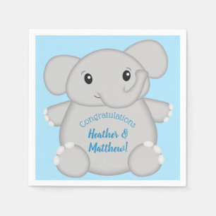 Elephant Baby Shower Safari Blue Boy Napkin