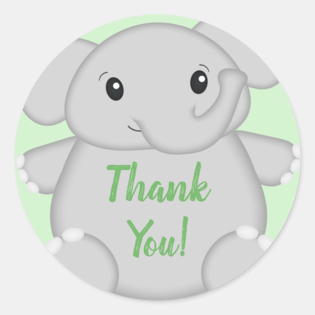Elephant Baby Shower Safari Classic Round Sticker (Front)