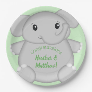Elephant Baby Shower Safari Paper Plate