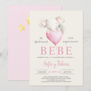 Elephant Baby Shower Spanish Invitation
