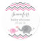 Elephant Baby Shower Stickers | Pink Grey Chevron