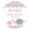 Elephant Baby Shower Stickers | Pink Grey Chevron