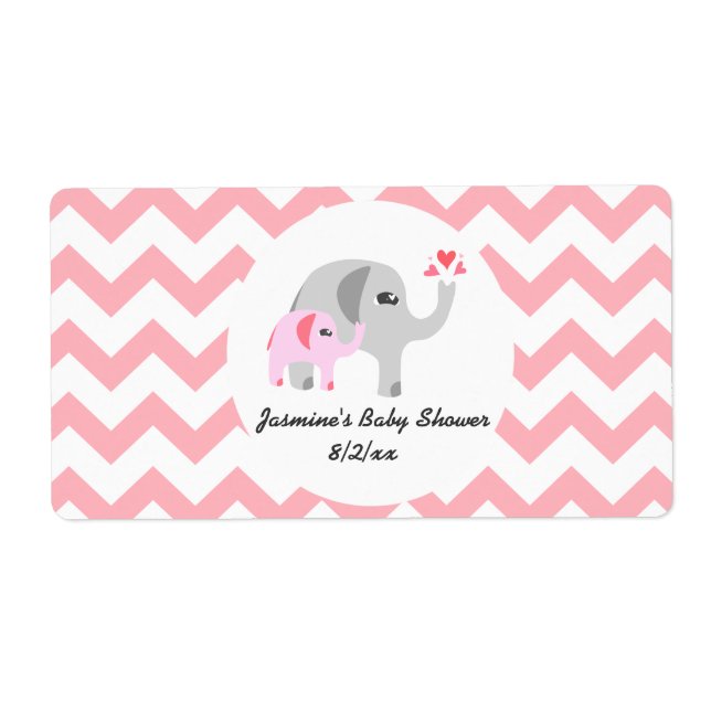 Elephant Baby Shower Water Bottle Labels (Front)