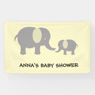 Elephant Baby Shower - Yellow and Gray Banner