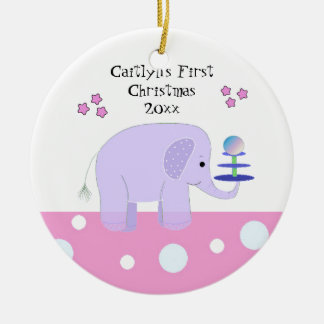Elephant Baby's First Christmas Ceramic Ornament