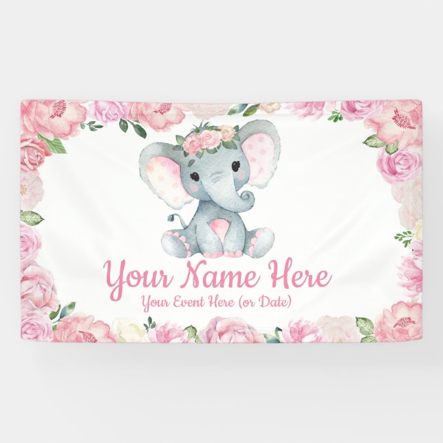 Elephant Backdrop Table Decor, Banner Sign Decor (Horizontal)