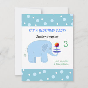 Elephant Balancing Act Birthday Invitation