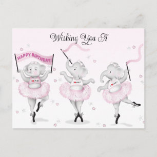 Elephant Ballerina Dance Birthday Postcard