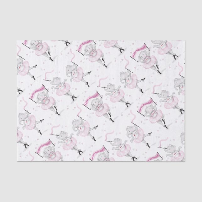 Elephant Ballerina Dance Birthday Tissue Paper (Front)
