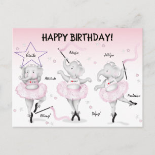 Elephant Ballerina Dance Recital Postcard