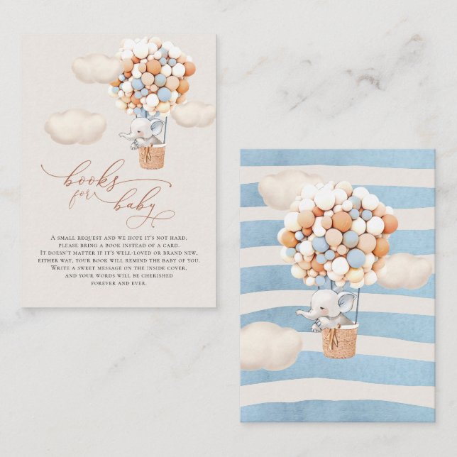 Elephant Balloon Baby Books Enclosure Card (Front/Back)