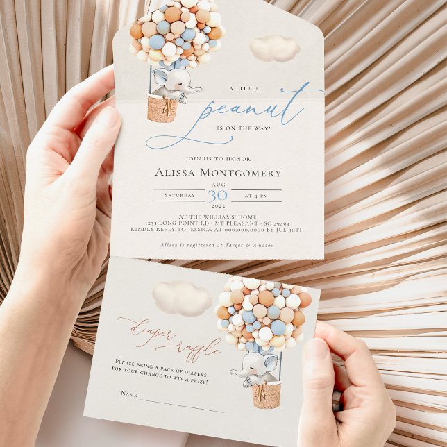 Elephant Balloon Baby Shower All In One Invitation (Creator Uploaded)