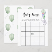 Elephant & balloon - Baby shower bingo game