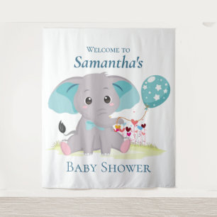 Elephant balloon Girl Baby Shower Backdrop Tapestry