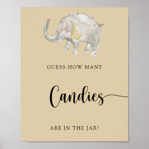 Elephant Balloon - guess how many candies Poster