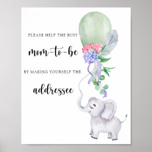 Elephant & Balloon - Help the Busy Mom-to-Be Poster