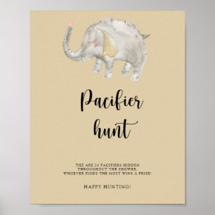 Elephant Balloon - Pacifier hunt baby shower game Poster