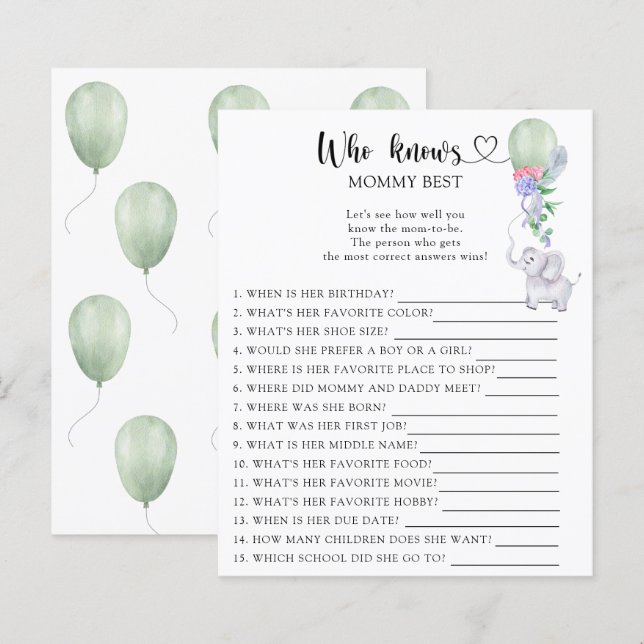 Elephant & Balloon - Who knows mommy best (Front/Back)