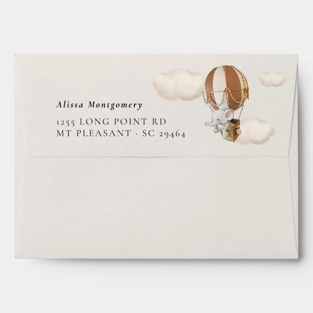 Elephant Balloons Baby Shower Envelope (Back (Top Flap))