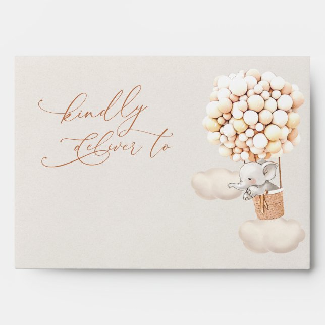 Elephant Balloons Baby Shower Envelope (Front)