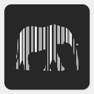 ELEPHANT BARCODE Animal Bar Code Pattern Design Square Sticker