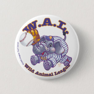 Elephant Baseball Star 2 Inch Round Button